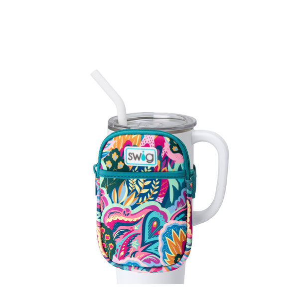 Swig Life Bazaar Neoprene Mega Mug Pouch with Zipper on a White 40oz Mega Mug