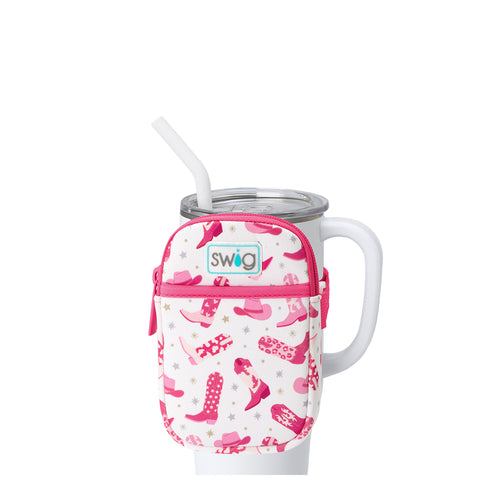 Swig Life Let's Go Girls Neoprene Mega Mug Pouch with Zipper on a White 40oz Mega Mug