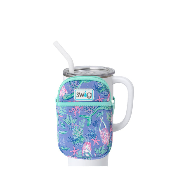 Swig Life Under the Sea Neoprene Mega Mug Pouch with Zipper on a White 40oz Mega Mug