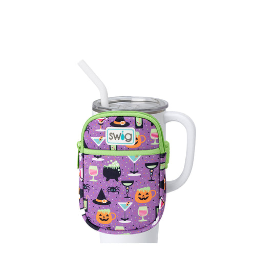 Swig Life Witches Brew Neoprene Mega Mug Pouch with Zipper on a White 40oz Mega Mug