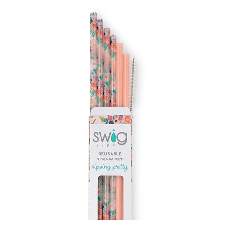 White/Aqua/Black Reusable Straw Set (Mega Mugs)