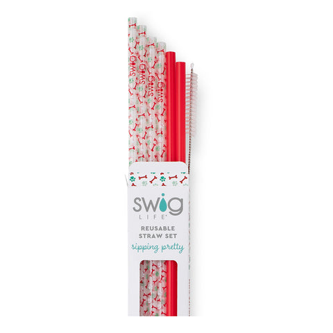 Glitter Clear + Aqua Reusable Straw Set