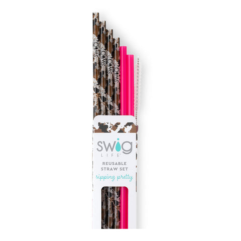 White/Aqua/Black Reusable Straw Set (Mega Mugs)