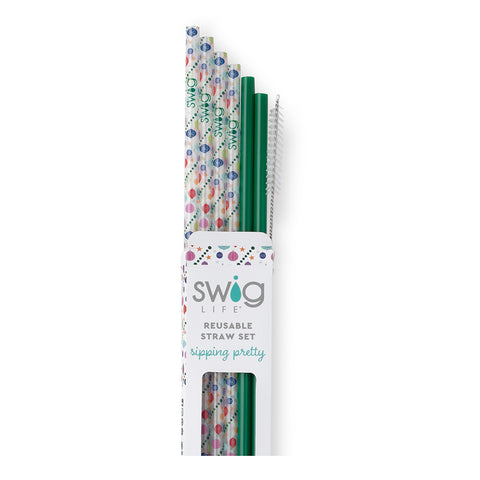 Rainbow Glitter Reusable Straw Set