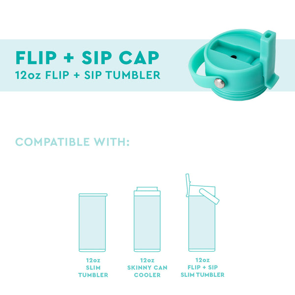 Black Flip + Sip Cap 12oz Slim Tumbler