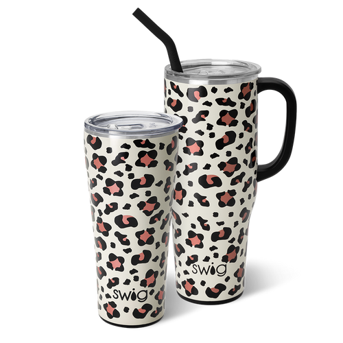 Swig Life Luxy Leopard Mega Set including a 32oz Luxy Leopard Tumbler and a 40oz Luxy Leopard Mega Mug