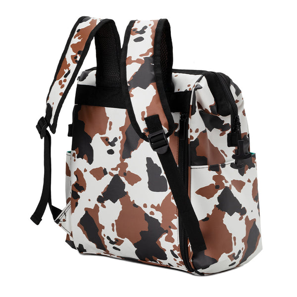 Swig Life Hayride Cow Print Packi Backpack Cooler back view