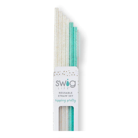 Bazaar + Teal Reusable Straw Set