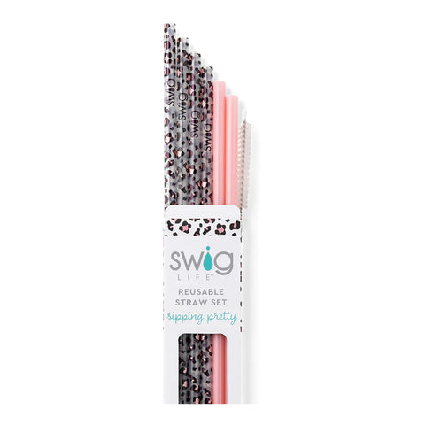 White/Aqua/Black Reusable Straw Set (Mega Mugs)