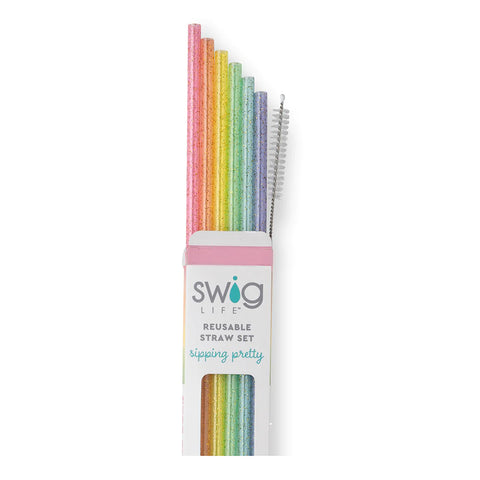 White/Aqua/Black Reusable Straw Set (Mega Mugs)